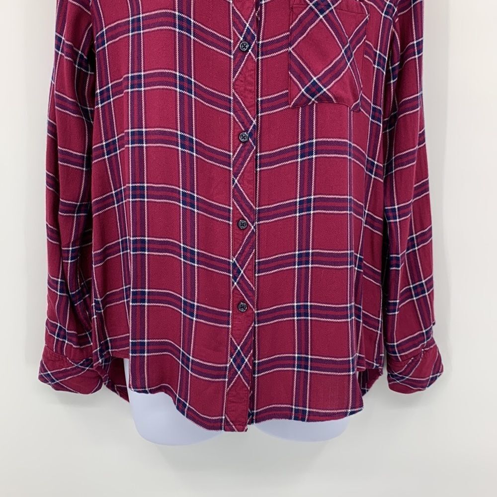 Rails Hunter Merlot Navy White Button Up Plaid Sh… - image 3